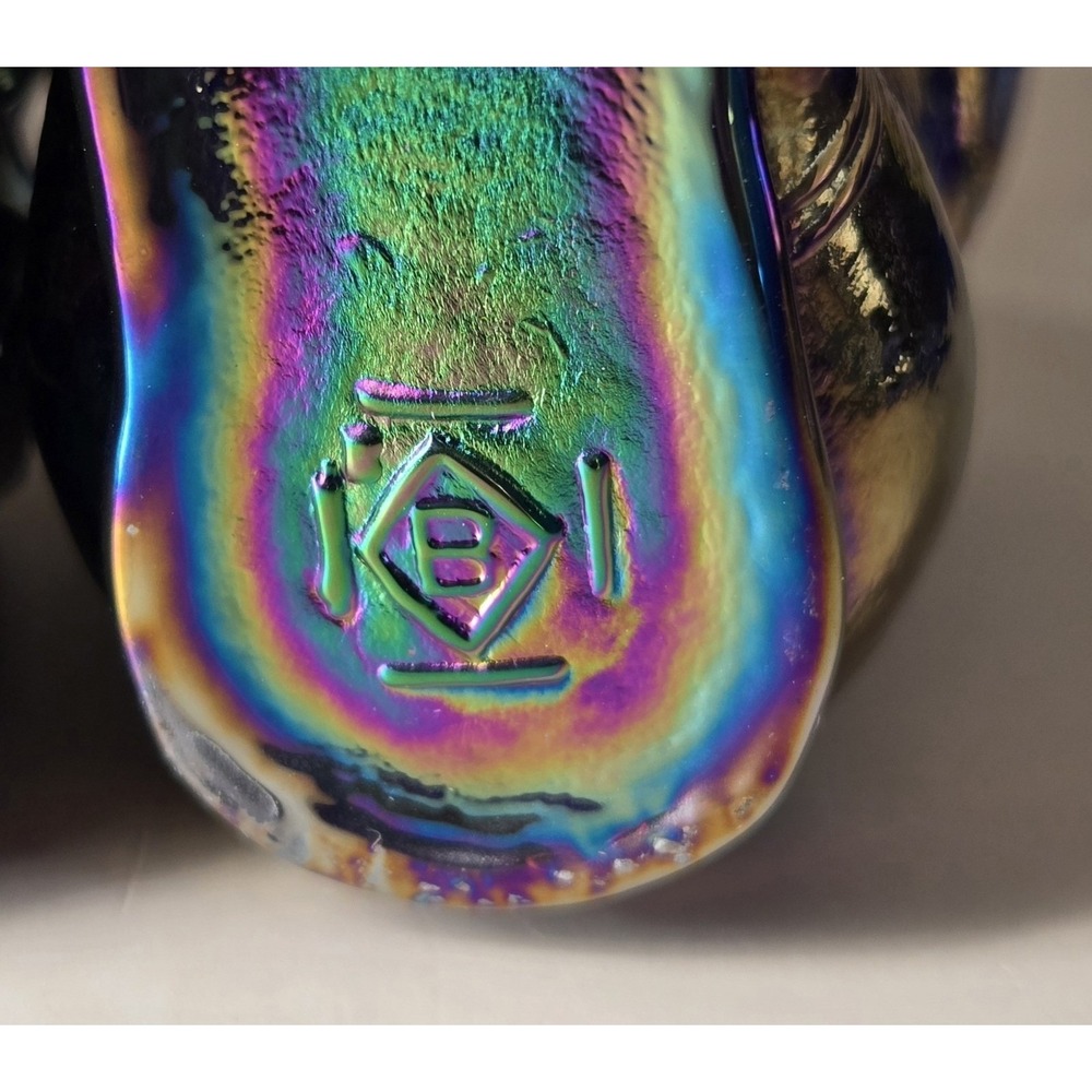 Vintage Toothpick Holder Boyd Hobo Shoe Toes Sticking Out. Iridescent Glass - Picture 7 of 7